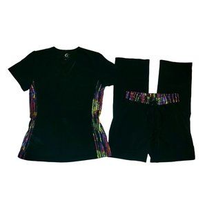 GT Performance Silky Scrub in Black with Multicolored Detail size Xsmall